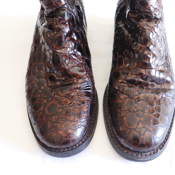Donald J Pliner Leather Animal Print Moto Boots Brown Size 7.5M - Picture 7 of 9